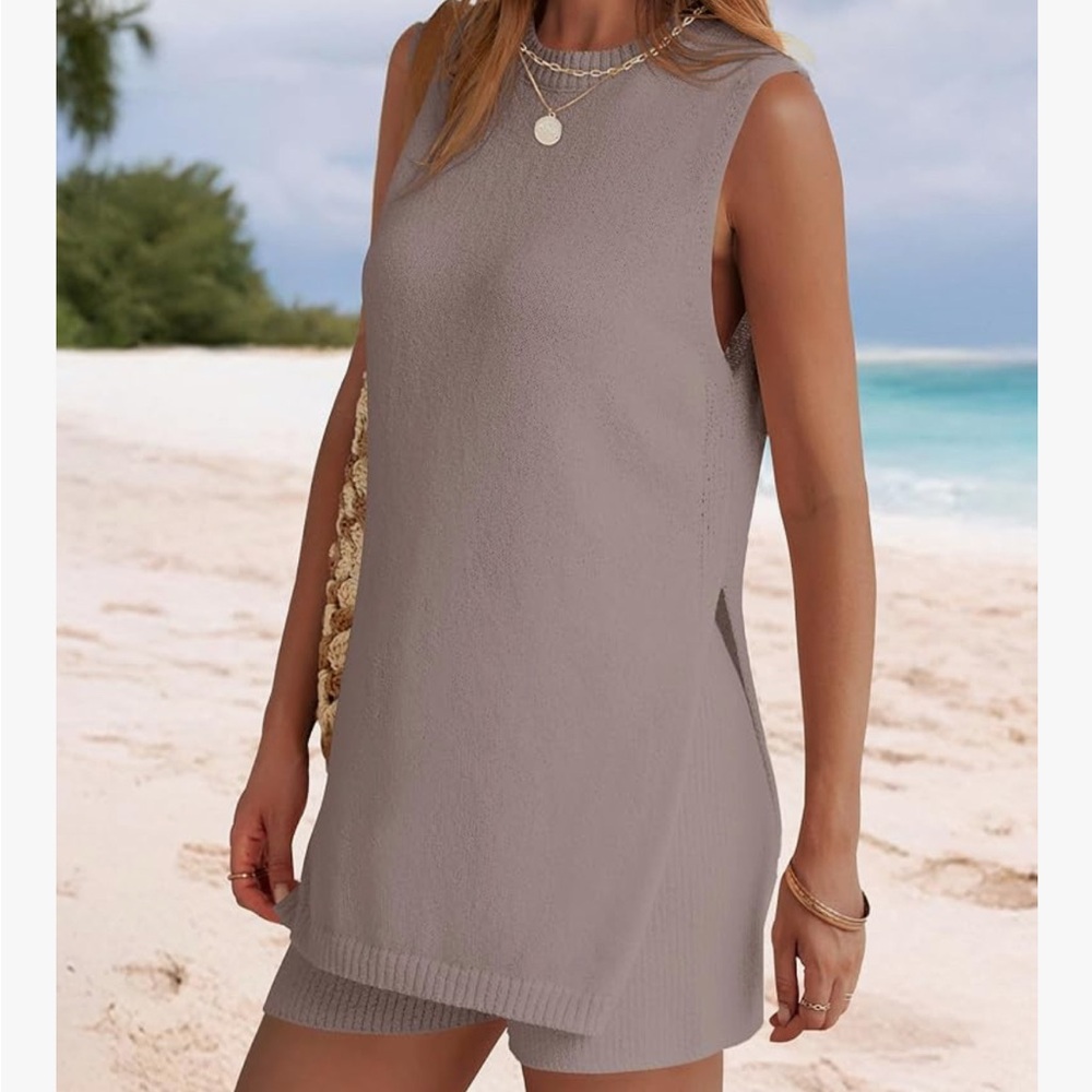 Women's Summer Sleeveless Sweater Lounge Set size large
